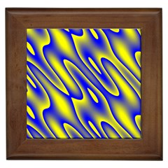 Blue Yellow Wave Abstract Background Framed Tiles by Nexatart