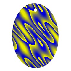 Blue Yellow Wave Abstract Background Ornament (oval) by Nexatart