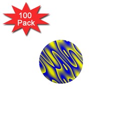 Blue Yellow Wave Abstract Background 1  Mini Magnets (100 Pack)  by Nexatart