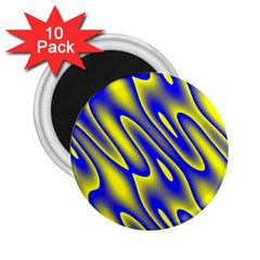 Blue Yellow Wave Abstract Background 2 25  Magnets (10 Pack)  by Nexatart