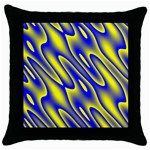 Blue Yellow Wave Abstract Background Throw Pillow Case (Black) Front