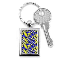 Blue Yellow Wave Abstract Background Key Chains (rectangle)  by Nexatart