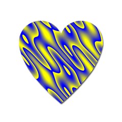 Blue Yellow Wave Abstract Background Heart Magnet by Nexatart