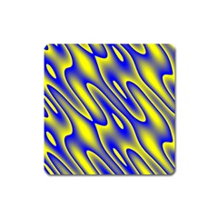 Blue Yellow Wave Abstract Background Square Magnet by Nexatart