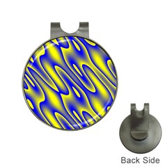 Blue Yellow Wave Abstract Background Hat Clips With Golf Markers by Nexatart