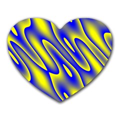 Blue Yellow Wave Abstract Background Heart Mousepads by Nexatart