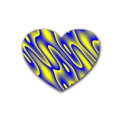 Blue Yellow Wave Abstract Background Rubber Coaster (heart)  by Nexatart