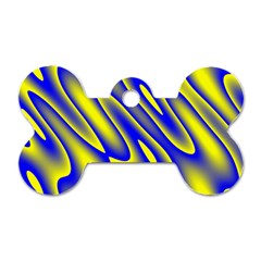 Blue Yellow Wave Abstract Background Dog Tag Bone (one Side) by Nexatart