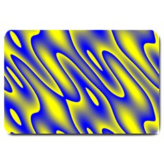 Blue Yellow Wave Abstract Background Large Doormat 