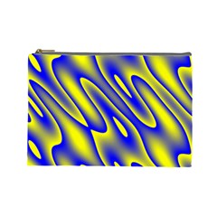 Blue Yellow Wave Abstract Background Cosmetic Bag (large)  by Nexatart