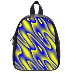 Blue Yellow Wave Abstract Background School Bags (small)  by Nexatart