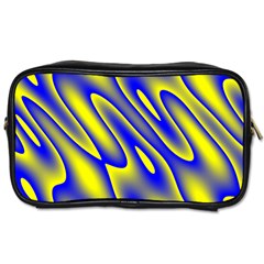 Blue Yellow Wave Abstract Background Toiletries Bags 2-side by Nexatart