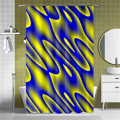 Blue Yellow Wave Abstract Background Shower Curtain 48  X 72  (small)  by Nexatart