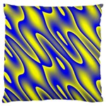 Blue Yellow Wave Abstract Background Large Cushion Case (Two Sides) Front