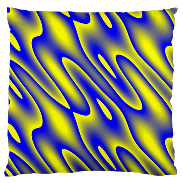 Blue Yellow Wave Abstract Background Large Cushion Case (Two Sides)