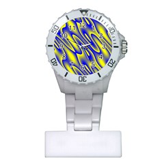 Blue Yellow Wave Abstract Background Plastic Nurses Watch by Nexatart