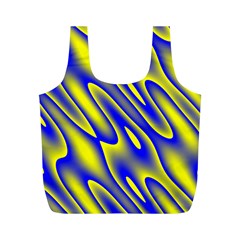 Blue Yellow Wave Abstract Background Full Print Recycle Bags (m)  by Nexatart