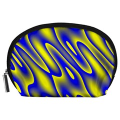 Blue Yellow Wave Abstract Background Accessory Pouches (large)  by Nexatart