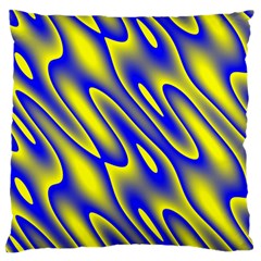 Blue Yellow Wave Abstract Background Large Flano Cushion Case (one Side) by Nexatart