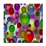 Colored Bubbles Squares Background Tile Coasters Front