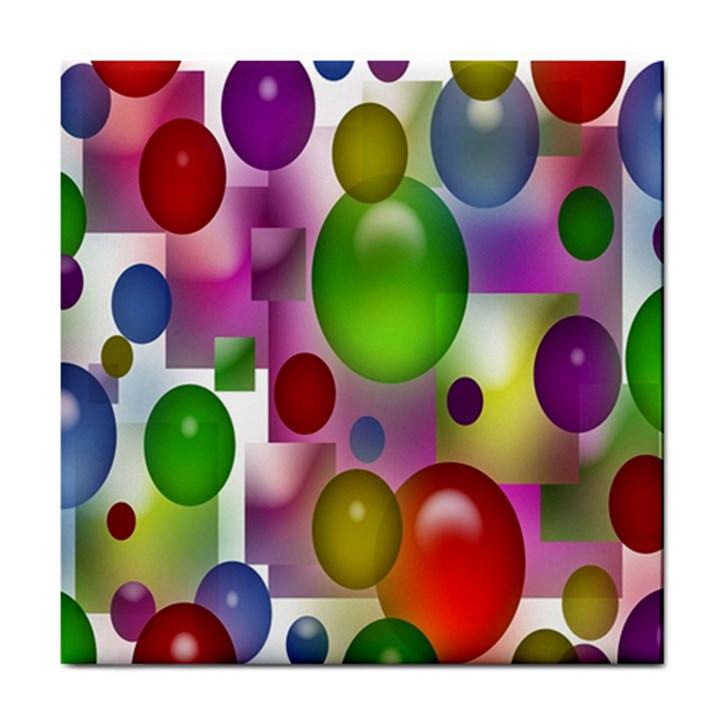 Colored Bubbles Squares Background Tile Coasters