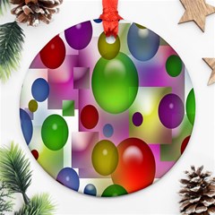 Colored Bubbles Squares Background Ornament (round) by Nexatart