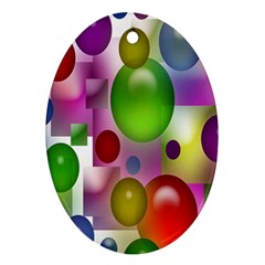 Colored Bubbles Squares Background Ornament (oval)