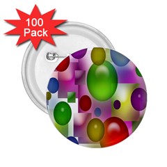 Colored Bubbles Squares Background 2 25  Buttons (100 Pack)  by Nexatart