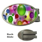 Colored Bubbles Squares Background Money Clips (Oval)  Front