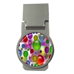 Colored Bubbles Squares Background Money Clips (round) 