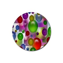 Colored Bubbles Squares Background Rubber Coaster (round)  by Nexatart