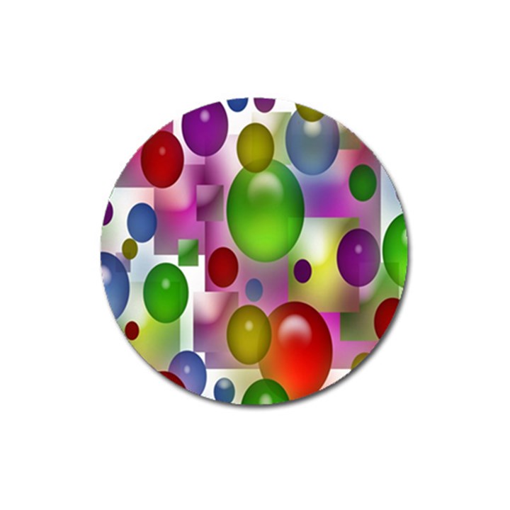 Colored Bubbles Squares Background Magnet 3  (Round)