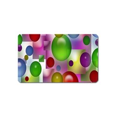 Colored Bubbles Squares Background Magnet (name Card) by Nexatart