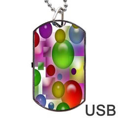 Colored Bubbles Squares Background Dog Tag Usb Flash (one Side) by Nexatart