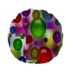 Colored Bubbles Squares Background Standard 15  Premium Round Cushions by Nexatart