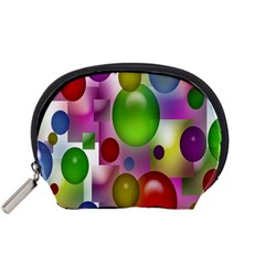 Colored Bubbles Squares Background Accessory Pouches (small)  by Nexatart