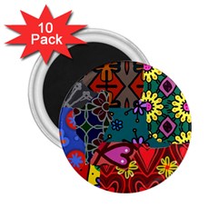 Digitally Created Abstract Patchwork Collage Pattern 2 25  Magnets (10 Pack)  by Nexatart