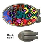 Digitally Created Abstract Patchwork Collage Pattern Money Clips (Oval)  Front