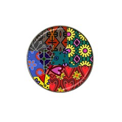 Digitally Created Abstract Patchwork Collage Pattern Hat Clip Ball Marker (4 Pack) by Nexatart