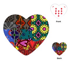 Digitally Created Abstract Patchwork Collage Pattern Playing Cards (heart)  by Nexatart