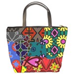 Digitally Created Abstract Patchwork Collage Pattern Bucket Bags Back