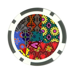 Digitally Created Abstract Patchwork Collage Pattern Poker Chip Card Guard (10 Pack)