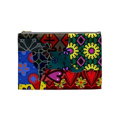 Digitally Created Abstract Patchwork Collage Pattern Cosmetic Bag (medium)  by Nexatart