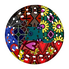 Digitally Created Abstract Patchwork Collage Pattern Ornament (round Filigree) by Nexatart