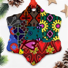 Digitally Created Abstract Patchwork Collage Pattern Snowflake Ornament (two Sides) by Nexatart