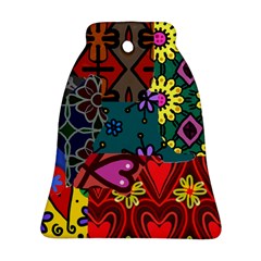 Digitally Created Abstract Patchwork Collage Pattern Bell Ornament (two Sides) by Nexatart