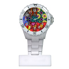 Digitally Created Abstract Patchwork Collage Pattern Plastic Nurses Watch by Nexatart