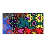 Digitally Created Abstract Patchwork Collage Pattern Satin Wrap Front