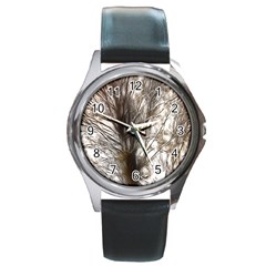 Tree Art Artistic Tree Abstract Background Round Metal Watch