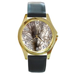 Tree Art Artistic Tree Abstract Background Round Gold Metal Watch